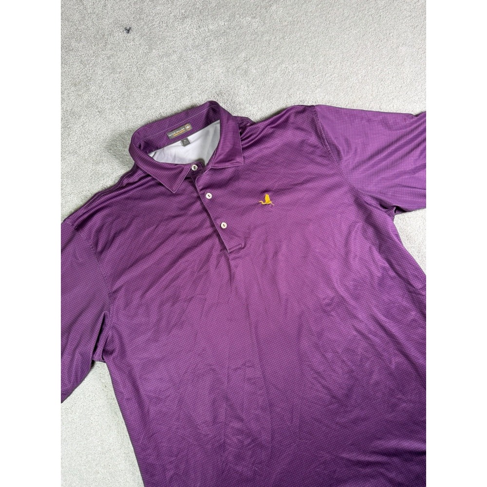 Peter Millar Summer Comfort XL Performance Polo Shirt Golf Purple Polka Dot *